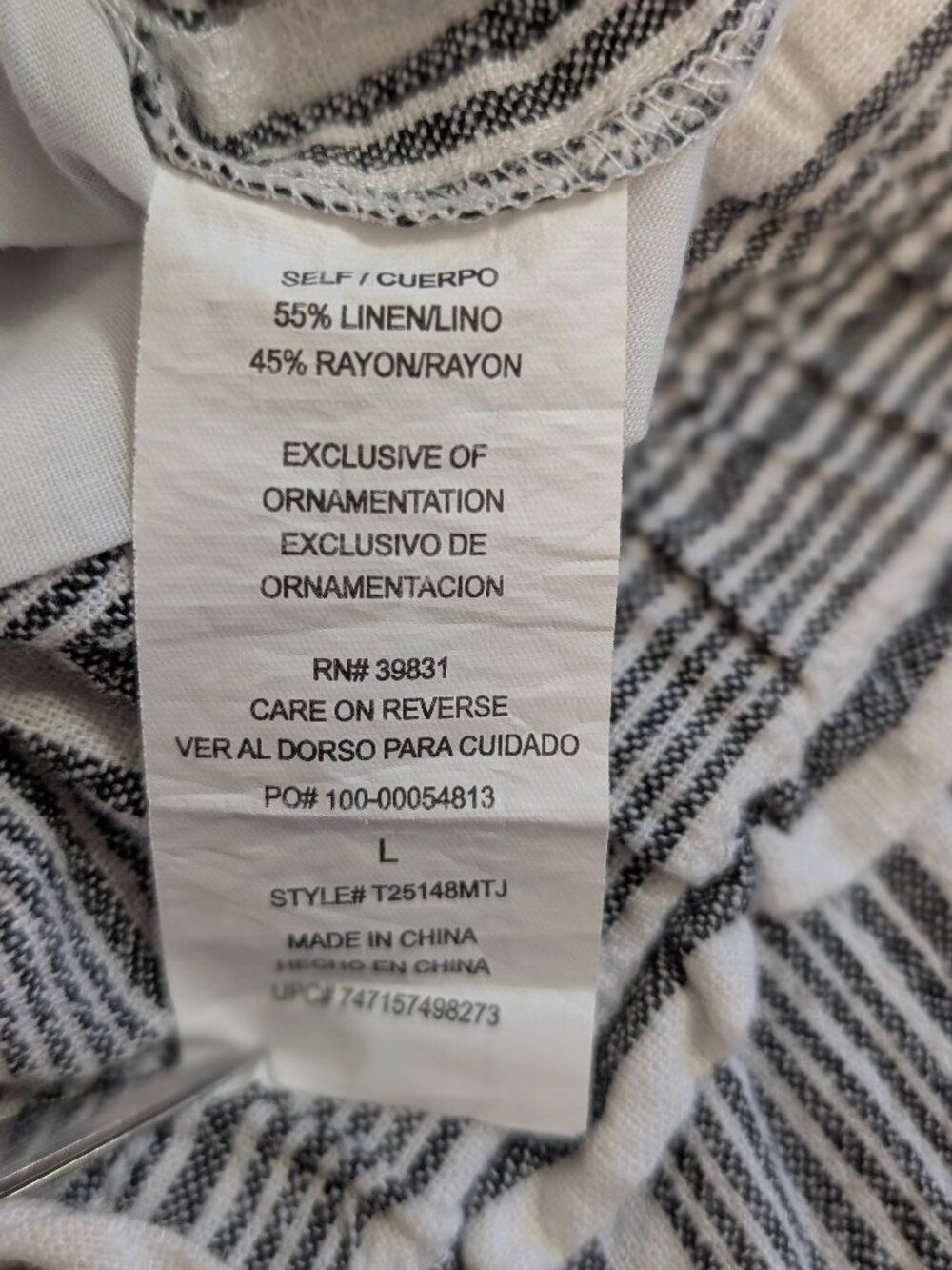 Striped White & Gray Linen Blend Wide Leg Pants L Coastal Resort Minimalist EUC - Picture 8 of 13